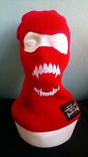 Boohooman Limited Edition Red Balaclava, 100% acrylic. Teeth Design. 