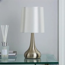 New Rimini Touch Lamp Beautiful Silver Base & Cream Shade Home Decor
