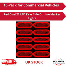 10-Pack 20 LED Red Oval Rear