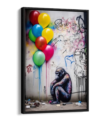 Graffiti monkey with balloons - graffiti,