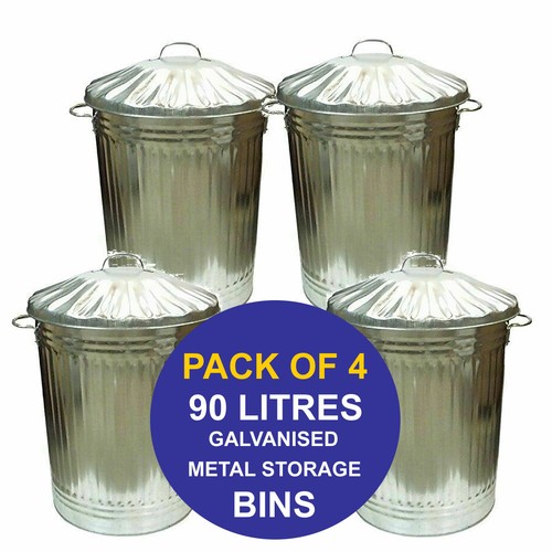 90l galvanised metal bin home - metal,