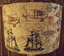 Old Map Lampshade, shabby chic light shade, vintage Free gift.