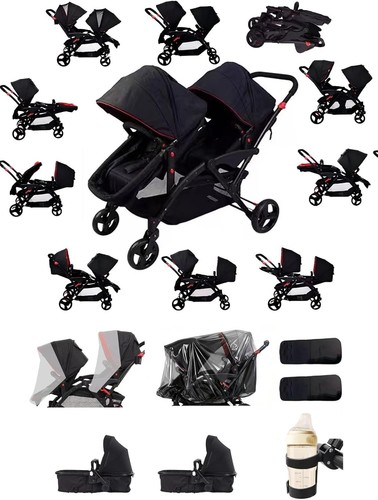 Twin baby pram 1 double - 2,