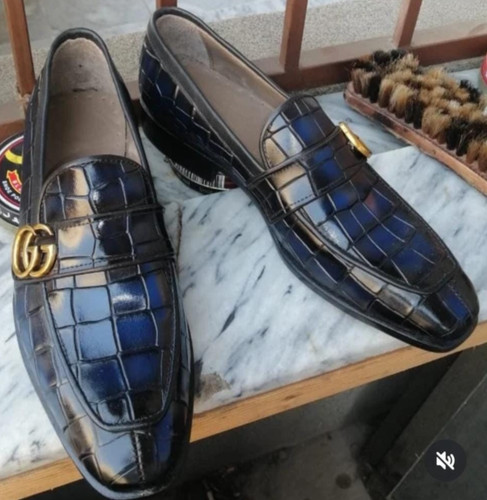 Handmade men blue crocodile