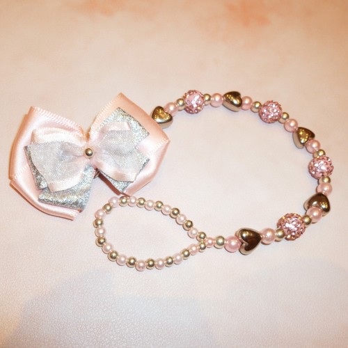 Pink silver heart shamballa - silver,