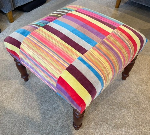 Striped velvet footstool from - footstool,