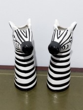 Pair of Ceramic Zebra Windowsil Indoor Planter Pots Ornaments Statues