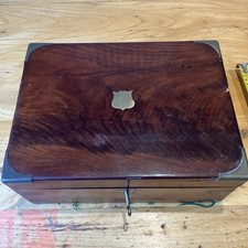 Antique Victorian Mahogany Writing Slope/ Reading Slope/ box/Lock/Key Box 1869