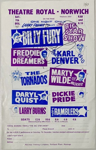 Billy fury signed autograph - fury,