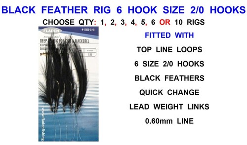 Black feather rig hook 0 - rig, 6