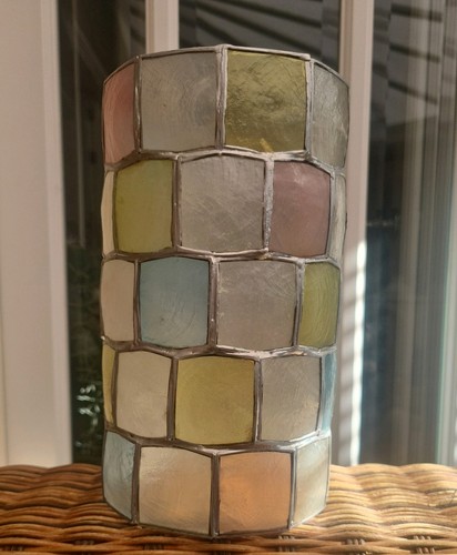 Pink blue lampshade capiz - pink,
