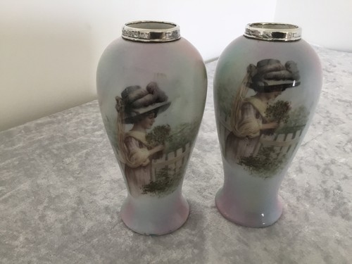 Pair porcelain vases with - pair,