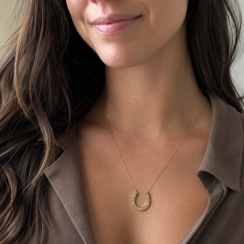 Gold horseshoe necklace 9ct - gold,