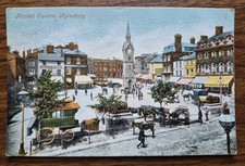 1904 Market Square Aylesbury Postcard. Shops - Rowe & Co Kinghams, Poultons