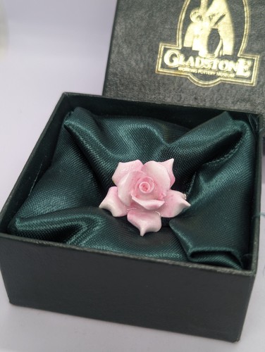 Vintage porcelain rose brooch - vintage,