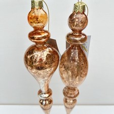 Set x 2 Gold Antique Style Finial Drop Baubles by Gisela Graham