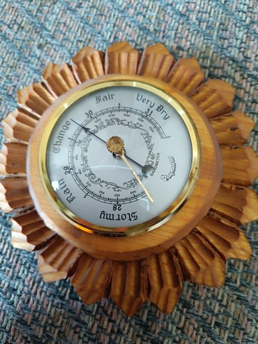 Vintage wooden wall barometer - vintage,