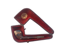Vintage brown clay pipe - clay,