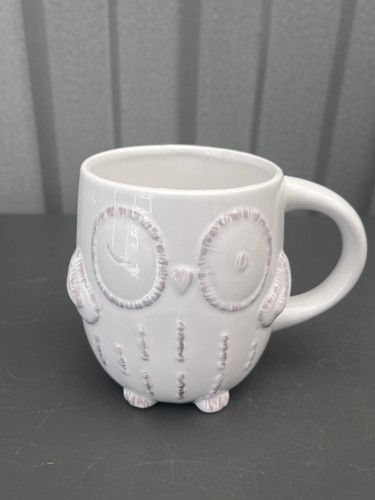 Cute white ceramic owl mug - ceramic,