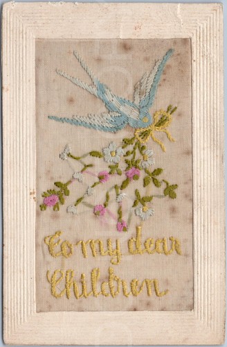Embroidered bird flowers - embroidered,