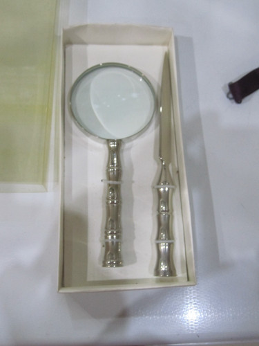 Silver metal magnifying - silver, glass