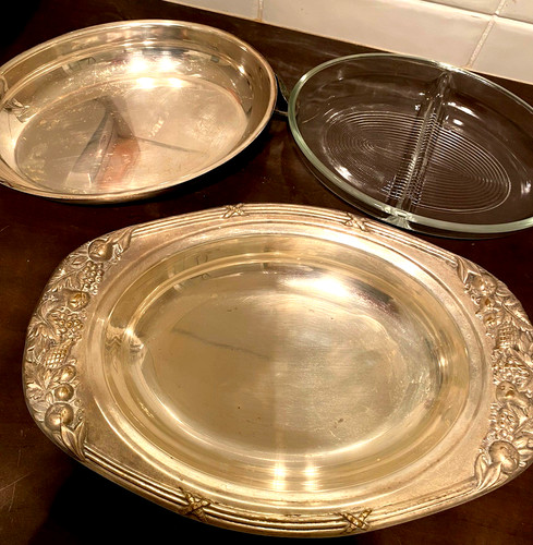 Vintage oval chafing dish with - dish,
