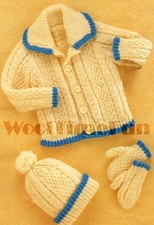 Knitting Pattern Toddler/Children's Aran Jacket, Mitts & Hat. 21-23 Inch Chest.
