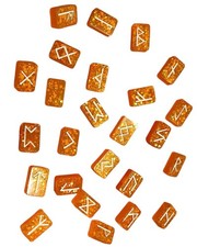 Elder Futhark Rune Set 25 Piece Set Orange Resin With Glitter With Bag