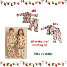 Kids Girls Christmas elf on the shelf print matching Pyjamas