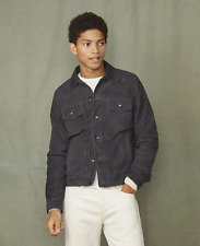 Mens Gray  Suede Shirt Leather Trucker Jacket Custom Made Size S M L XL 2XL 3XL