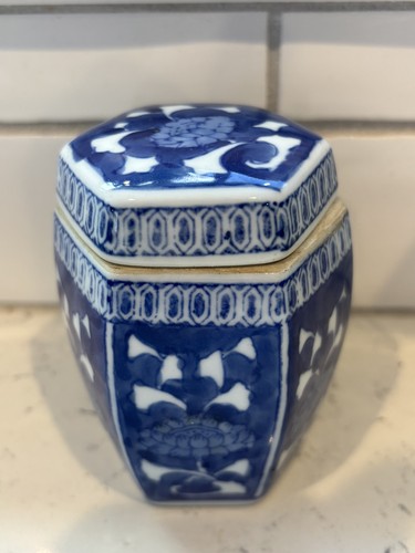 Vintage hexagonal blue white - vintage, &