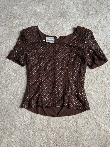 Frank usher brown sequin top - frank,