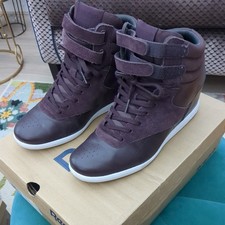 REEBOK Hi Top Women's Freestyle wedge Trainers Plum UK7.5 