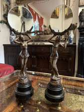 Pair Art Deco spelter