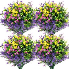 12Bundles Artificial Flowers Fake Plant Garden Indoor Outdoor Home Wedding Decor