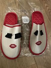 Avon 2 Pairs Of Eyelash & Lips Mule Slippers Size Large  7/8 Brand New