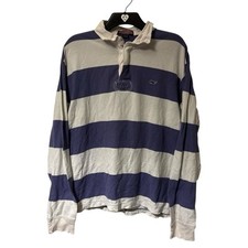 Vineyard Vines Rugby Shirt Mens XL Blue White Striped Long Sleeve Polo Cotton