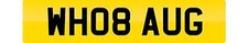 PRIVATE NUMBER PLATE WH08 AUG CHERISHED REGISTRATION WHO AUGUST 8TH BIRTHDAY REG