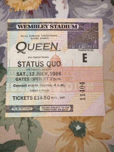Queen wembley 1986 - wembley, ticket