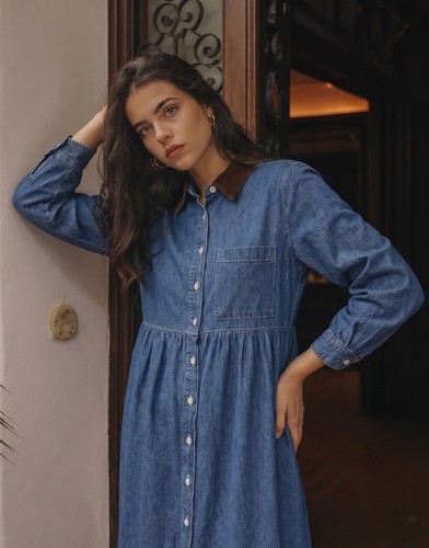 Vintage denim maxi dress - maxi,