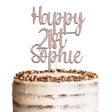 Personalised Happy Birthday Acrylic Cake Topper Any Age and Name 21st 30th 40th