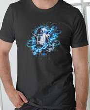 R2D2 T-Shirt. Fun Star Wars Inspired Gift, Black Mens T-Shirt S-XXL