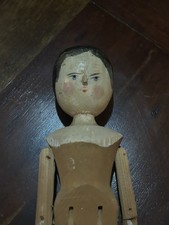 Antique Grodnertal wooden peg doll. Dutch Penny Doll. 28cm.