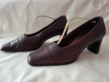 Sally O'Hara Burgandy Leather Mid Heeled Smart Slip-on Court Shoes Size 6 (Eu39)