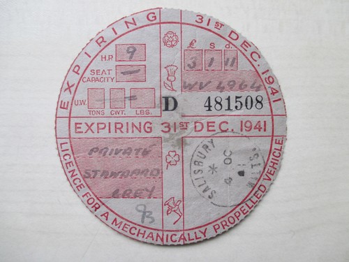 Tax disc wartime vintage - disc,