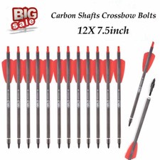 12X Crossbow Bolts Carbon Arrows 7.5" Screw Tips 100Gr Bow For Archery Hunting