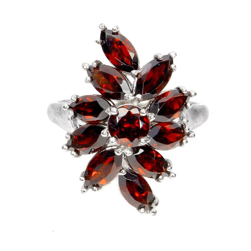 Silver ring red - red, garnet