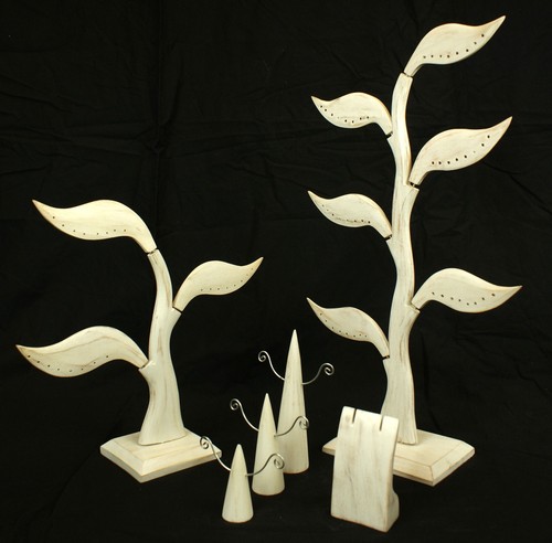 White washed wooden earring - white,