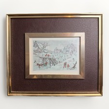 Vintage Anton Pieck Winter Scene Art Print – Framed