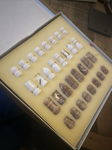1960s solid marble chess - solid, set